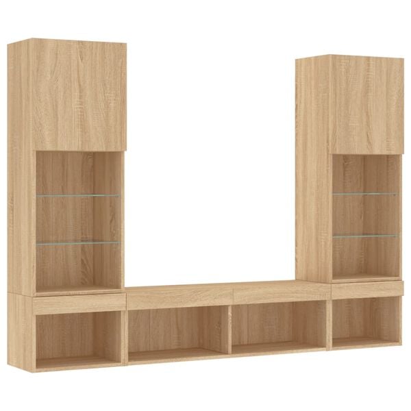 vidaXL 5 Piece TV Wall Units with LED Sonoma Oak Engineered Wood