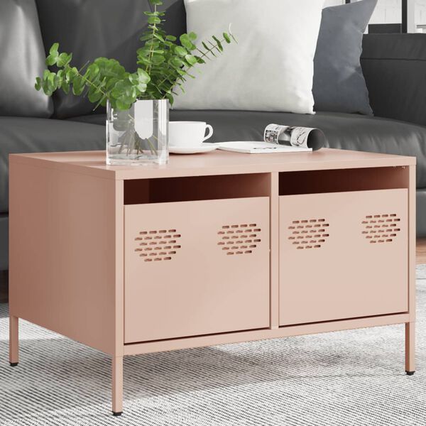 vidaXL TV Cabinet Pink 26.8x19.7x17.1" Cold-rolled Steel