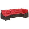vidaXL Sofa Set with Cushion 7 pcs Brown Synthetic: Poly Rattan