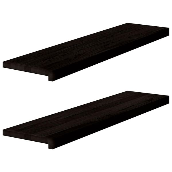 vidaXL Stair Tread Set of 2 Dark brown Solid oak wood