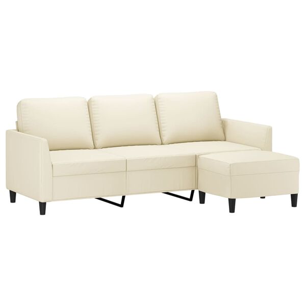 vidaXL 3-seater Sofa With Footstool Cream
