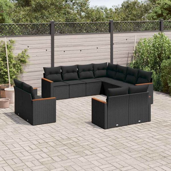 vidaXL Garden Sofa Set Black
