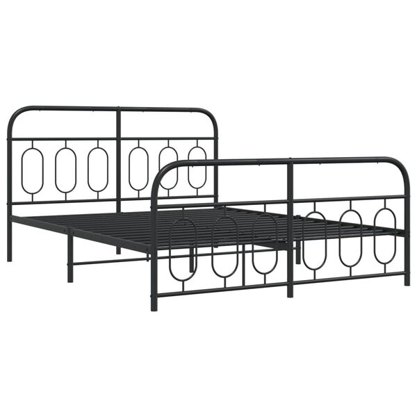 vidaXL Bed Frame Black Steel Full Bed Frame Rectangular Modern