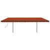 vidaXL Retractable Awning Orange and Brown Aluminum, Iron, Polyester