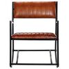 vidaXL Rocking Chair Brown and Black Real Leather and Powder-Coated Iron