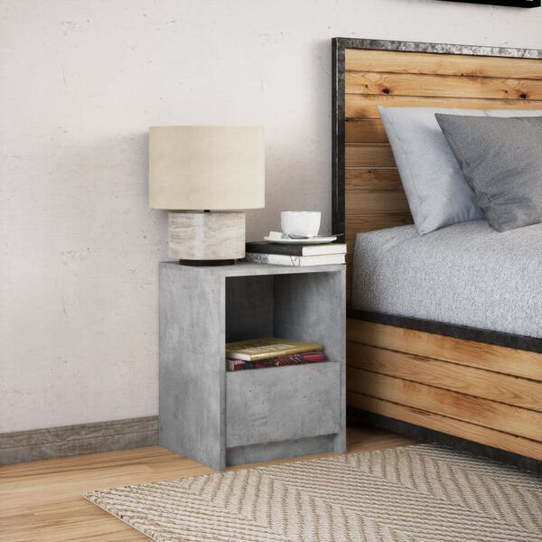 vidaXL Bedside Cabinet Concrete grey Engineered wood Standard Modern