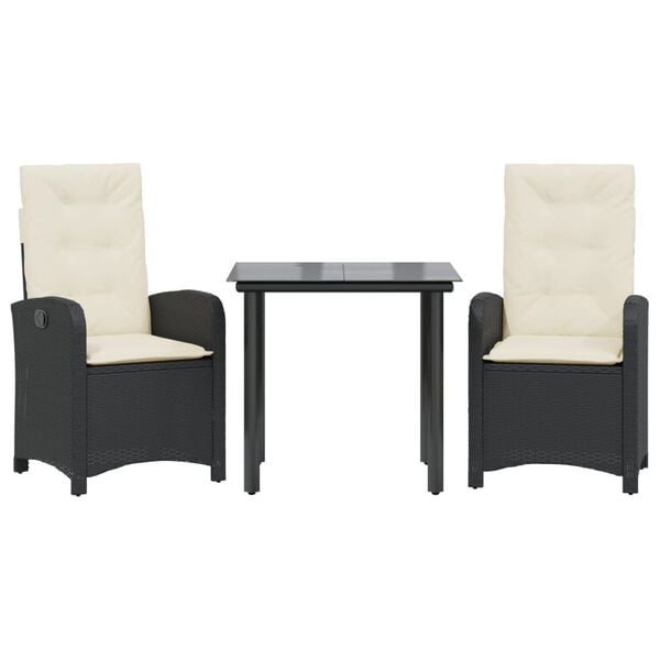vidaXL Patio Dining Set Set of 4 Black and Cream White