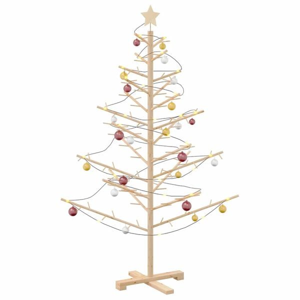 vidaXL Wooden Christmas Tree with Stand Natural 59.1" Solid pine wood