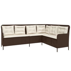 vidaXL Patio Sofa Brown PE rattan, powder-coated steel, 100% polyester