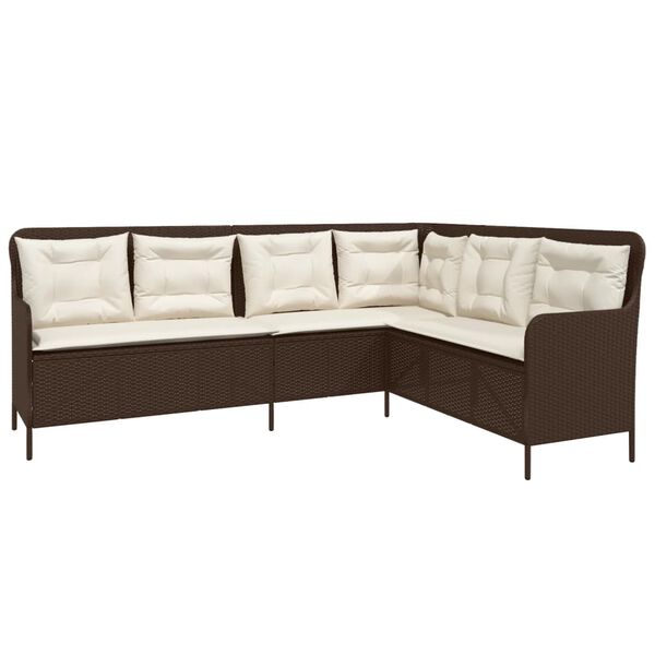 vidaXL Patio Sofa Brown PE rattan, powder-coated steel, 100% polyester