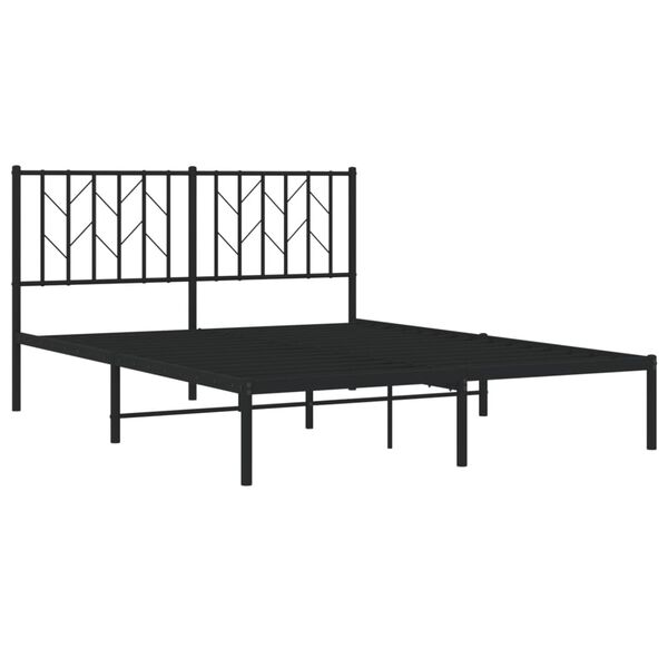 vidaXL Bed Frame Black Powder-Coated Steel Double Bed Frame