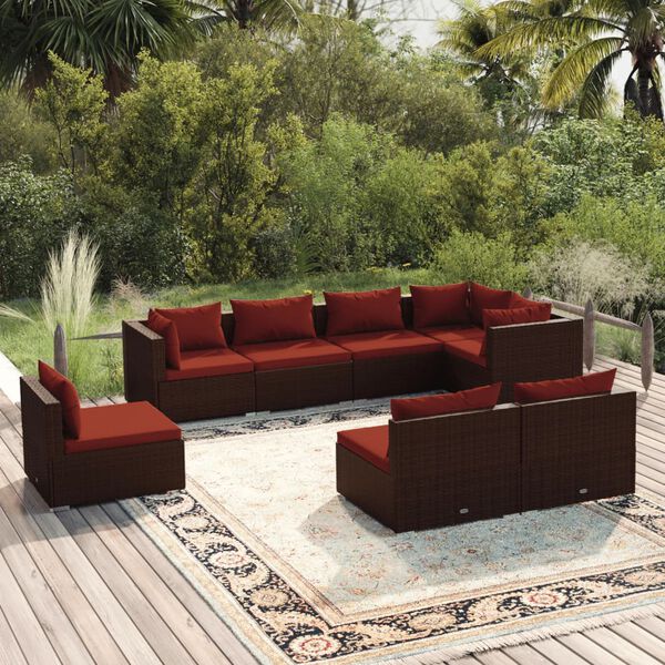 vidaXL Garden Lounge Set Brown and Cinnamon Red