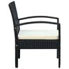 vidaXL Garden Chair Poly rattan color: Black, Cushion color: Cream white
