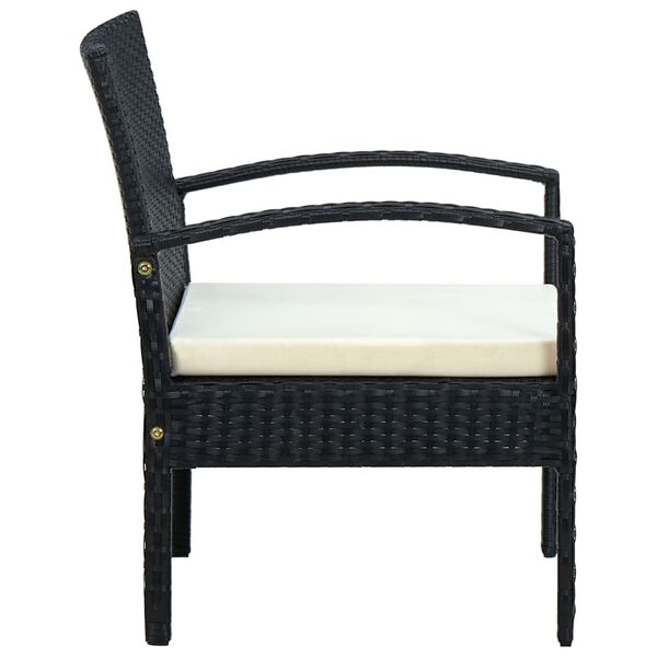 vidaXL Garden Chair Poly rattan color: Black, Cushion color: Cream white
