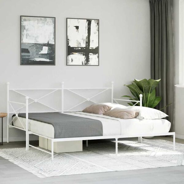 vidaXL Daybed With Trundle White Steel 39.4x78.7 in