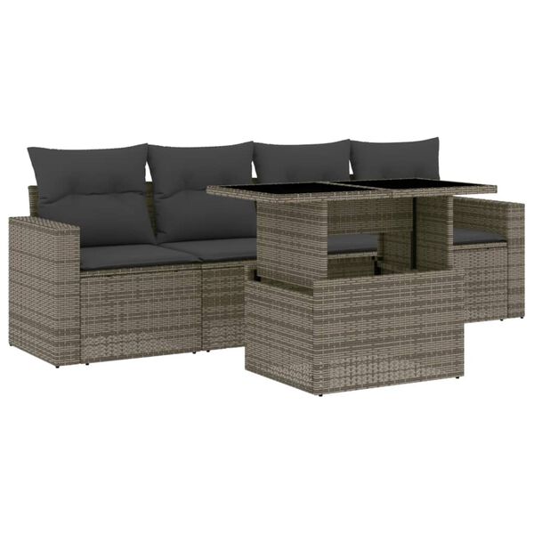 vidaXL Garden Sofa Set Grey, Dark Grey