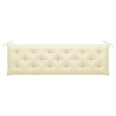 vidaXL Patio Bench with Cream White Cushion 68.9" Solid Teak Wood