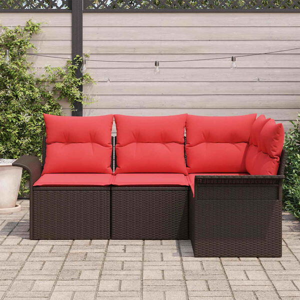 vidaXL Garden Sofa Set with Cushion Brown Poly Rattan