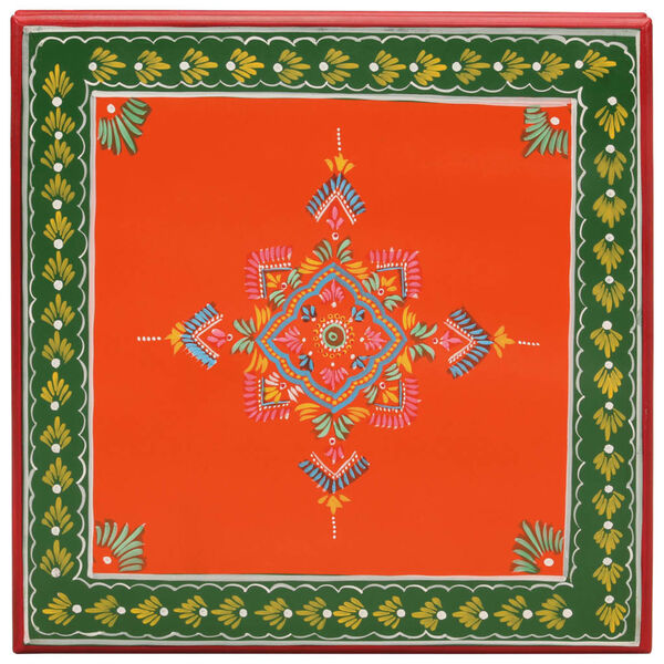 vidaXL Coffee Table Multicolor with orange base Solid mango wood Compact