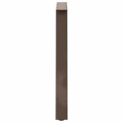 Vertical side view of a brown rectangular leg with a small top plate