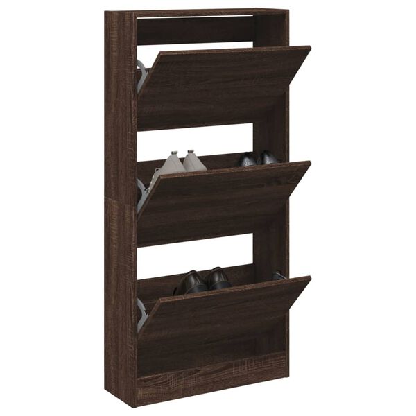 vidaXL Shoe Cabinet Brown Oak 23.6"x8.3"x49.4" Engineered Wood