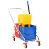 vidaXL Cleaning Trolley with Buckets and Wringer PP&Chromed Steel
