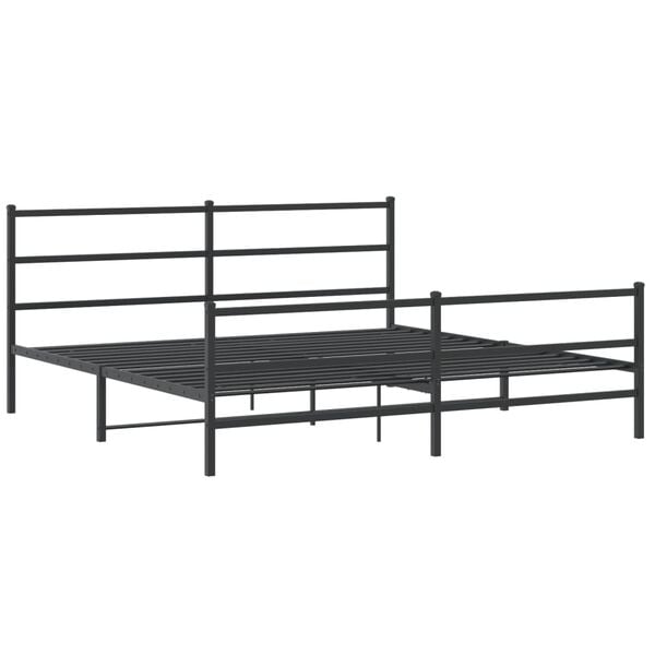 vidaXL Bed Frame Black Powder-Coated Steel 76 x 79.9 in Bed Frame