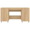 vidaXL Desk Sonoma Oak Engineered Wood, Iron, Aluminum Alloy Large Desk