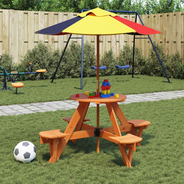 vidaXL Picnic Table Brown Solid Fir Wood Suitable for Kids Durable