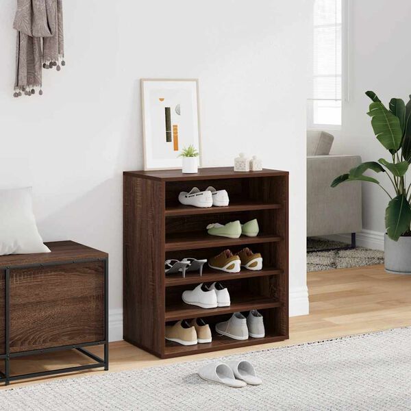vidaXL Shoe Cabinet Brown Oak Engineered Wood Medium Shoe Cabinet