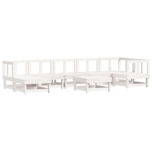 vidaXL Garden Lounge Set White Solid pine wood Large Modular