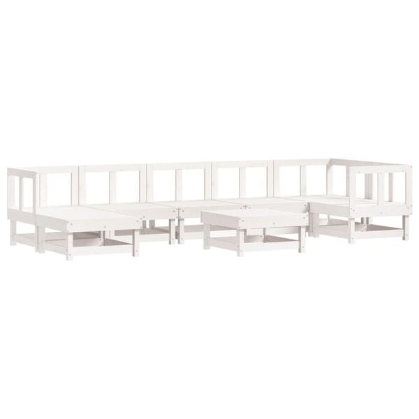 vidaXL Garden Lounge Set White Solid pine wood Large Modular