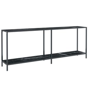 vidaXL Console Table Black Tempered glass, Powder-coated steel Large