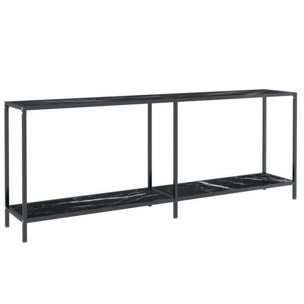 vidaXL Console Table Black Tempered glass, Powder-coated steel Large