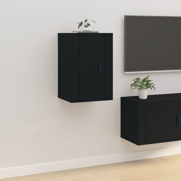 vidaXL Wall Mounted TV Cabinet Set of 2 Black Engineered wood Medium