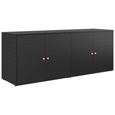 vidaXL Garden Storage Cabinet Black 78"x21.9"x31.5" Poly Rattan
