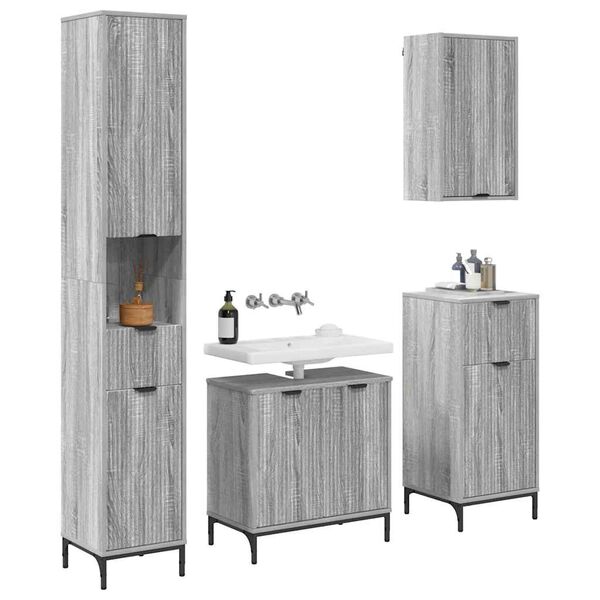 vidaXL Bathroom Furniture Set Grey Sonoma Engineered wood, Metal