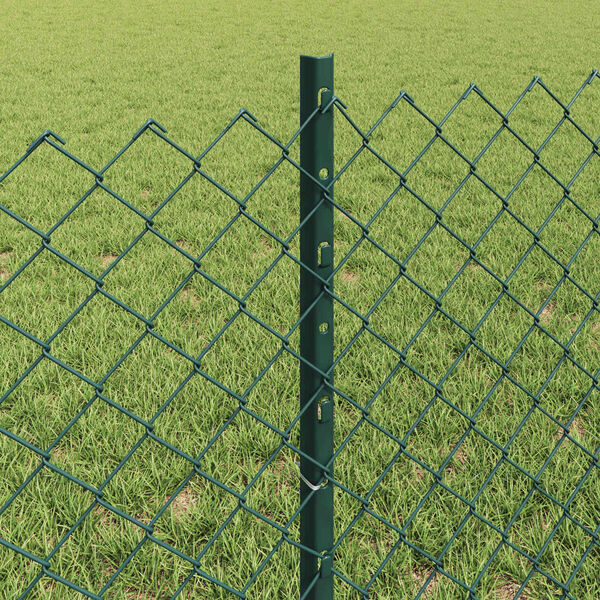 vidaXL Fence with Post Green 1.97 x 82.02 ft Steel and PVC