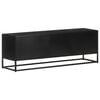 vidaXL TV Cabinet Natural Wood and Black Rough Mango Wood, Iron, MDF