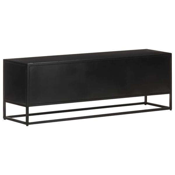 vidaXL TV Cabinet Natural Wood and Black Rough Mango Wood, Iron, MDF