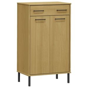 vidaXL Shoe Rack Brown Solid pine wood, Metal Standard Shoe Rack