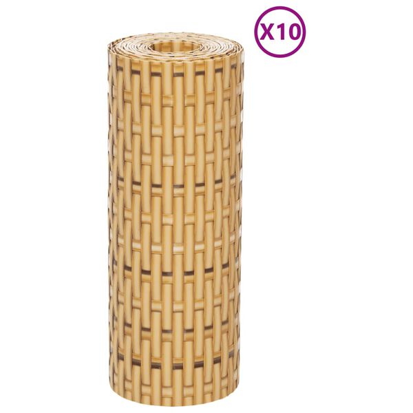vidaXL Balcony Screens 10 pcs Light Brown 100.4x7.5" Poly Rattan