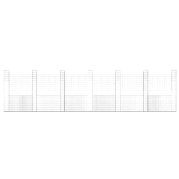vidaXL U-shape Gabion Basket with 7 Posts Iron 291.3"x7.9"x78.7"