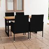 vidaXL 5 Piece Patio Dining Set with Cushions Poly Rattan Black