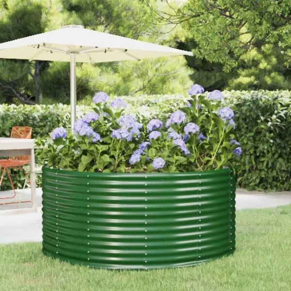 vidaXL Garden Raised Bed Green Powder-coated steel 55.1 x 55.1 x 26.8 in