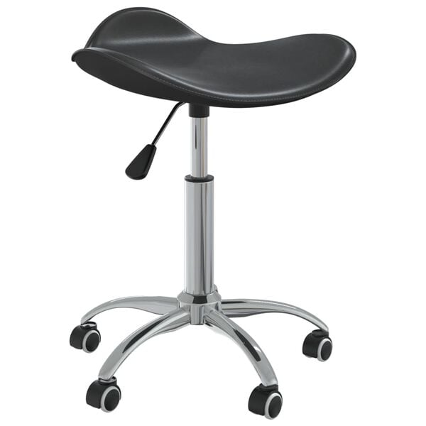 vidaXL Dining Chair Black Faux Leather, Chromed Steel Standard Swivel