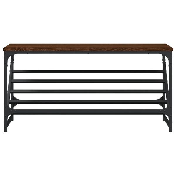 vidaXL Shoe Rack Brown Oak Engineered Wood, Powder-Coated Steel Medium
