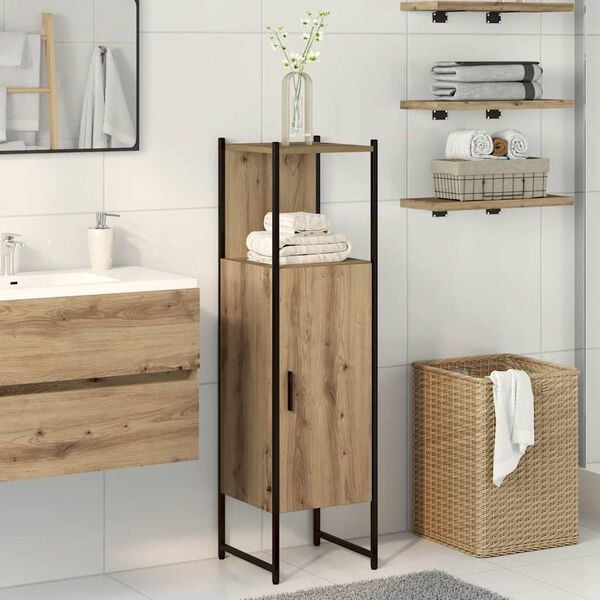 vidaXL Bathroom Cabinet Artisan Oak Engineered wood, powder-coated steel