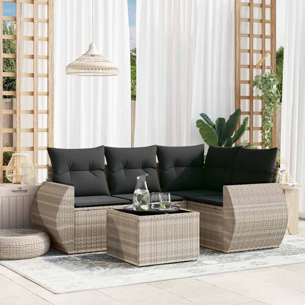 vidaXL Garden Sofa Set Light Grey Sofa, Dark Grey Cushions