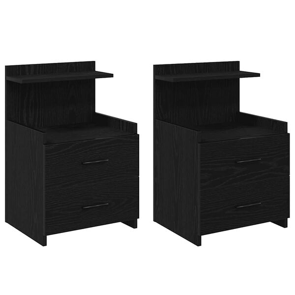 vidaXL Bedside Cabinet Set of 2 Black Engineered wood Medium